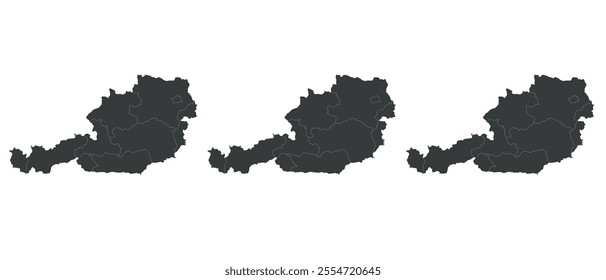 Austria silhouette map illustration, Austria black and outline map