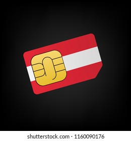austria sim card. Sim-Karte mit austrischer Flagge