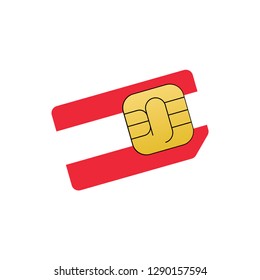 austria sim card. sim card with austria flag - Vektor 