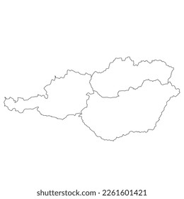 Austria, Slovakia and Hungary - map сountry border