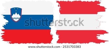Austria and Slovenia grunge flags connection, vector