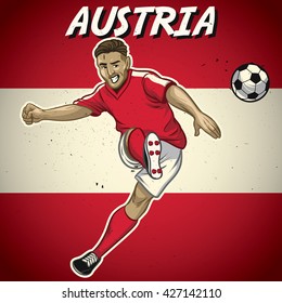 Austria soccer player with flag background