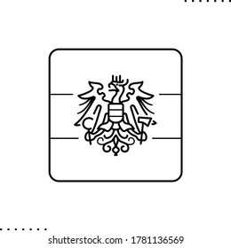 Austria square flag, vector icon in outlines 