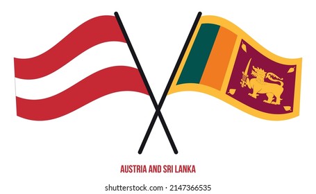 Banderas de Austria y Sri Lanka cruzadas y ondeando estilo plano. Proporción oficial. Colores correctos