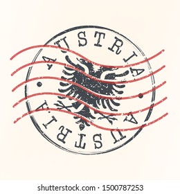 Austria Stamp Postal. Eagle Silhouette Seal. Passport Round Design. Vector Icon. Design Retro Travel.