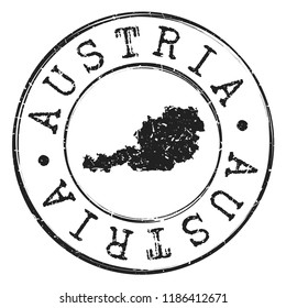 Austria Stamp Silhouette Map. Postal Passport Stamp Round Vector Icon Design.