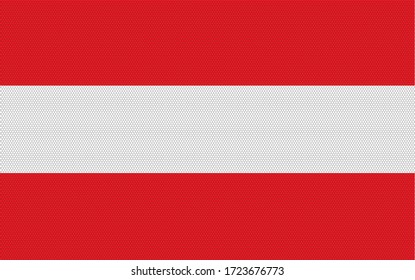 Bandera estándar austriaca sobre textura de tela de nylon. Ilustración vectorial.