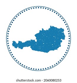 Austria sticker. Travel rubber stamp with map of country, vector illustration. Can be used as insignia, logotype, label, sticker or badge of Austria.