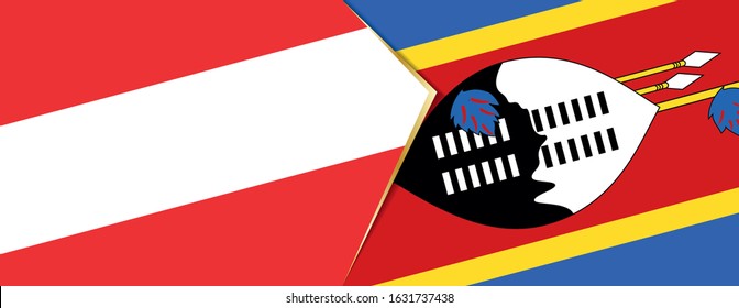 Austria and Swaziland flags, two vector flags symbol of relationship or confrontation.
