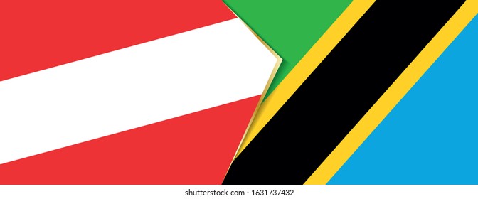 Austria and Tanzania flags, two vector flags symbol of relationship or confrontation.