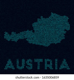 Austria tech map. Country symbol in digital style. Cyber map of Austria with country name. Neat vector illustration.