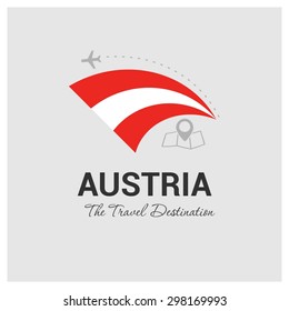 Austria The Travel Destination logo - Vector travel company logo design - Country Flag Travel and Tourism concept t shirt graphics - vector illustration