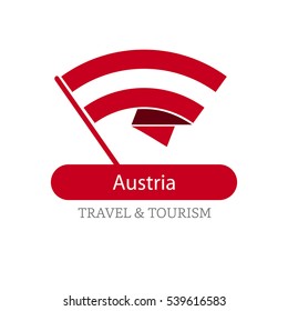 Austria  The Travel Destination logo - Vector travel company logo design - Country Flag Travel and Tourism concept t shirt graphics - vector illustration