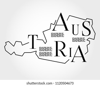 Austria, typographic map, letter concept