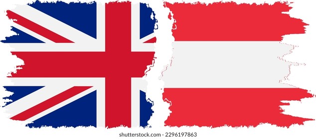 Austria and UK grunge flags connection, vector