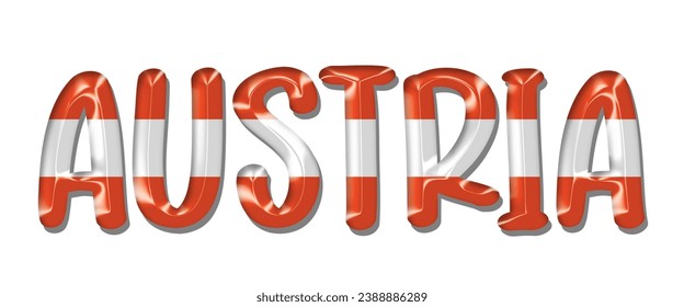 AUSTRIA USA flag text font, 3D AUSTRIA flag colorful background, AUSTRIA flag vector illustration