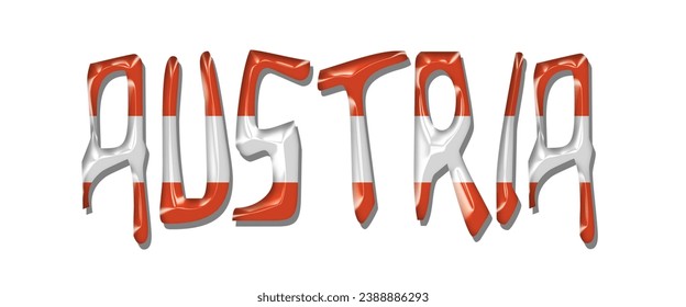 AUSTRIA USA flag text font, 3D AUSTRIA flag colorful background, AUSTRIA flag vector illustration