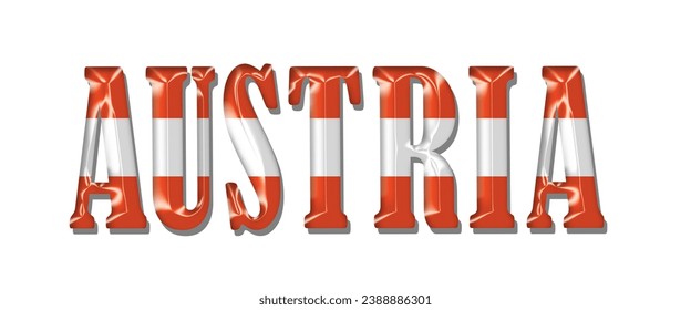 AUSTRIA USA flag text font, 3D AUSTRIA flag colorful background, AUSTRIA flag vector illustration