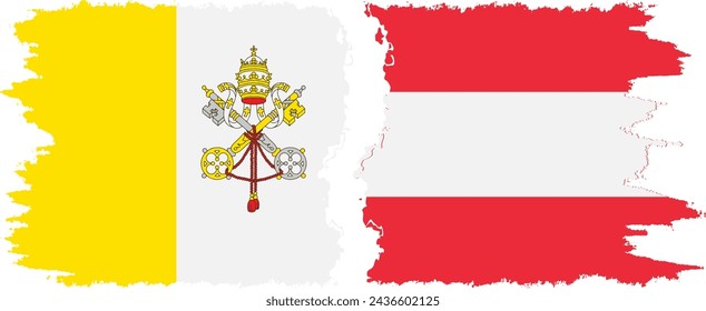 Austria and Vatican grunge flags connection, vector