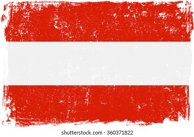 Austria vector grunge flag isolated on white background.
