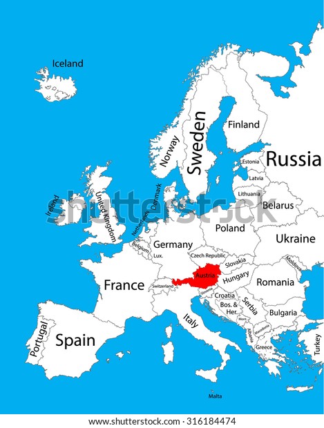 Austria Vector Map Europe Vector Map Stock Vector Royalty Free