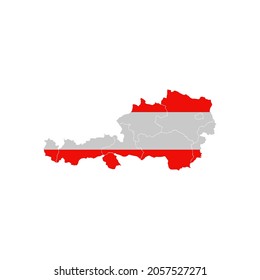 Austria vector map with the flag inside.