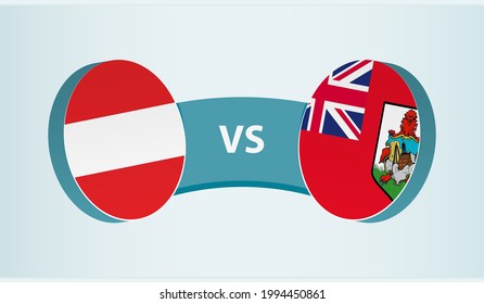 Austria versus Bermuda, team sports competition concept. Round flag of countries.