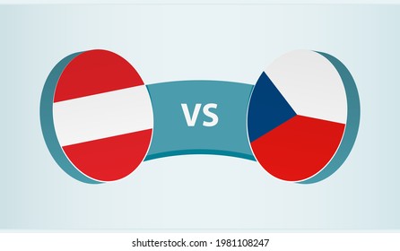 Austria versus Czech Republic, team sports competition concept. Round flag of countries.