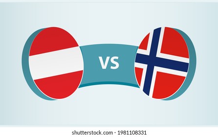 Austria versus Norway, team sports competition concept. Round flag of countries.
