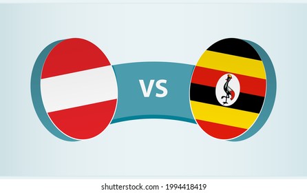 Austria versus Uganda, team sports competition concept. Round flag of countries.