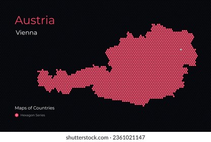 Austria, Viena. Mapa vectorial creativo. Mapas de países, Europa, serie Hexagon.