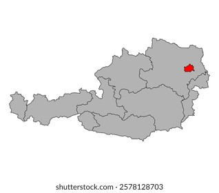 Austria of Vienna map symbol shape, travel web flat concept icon symbol vector illustration .