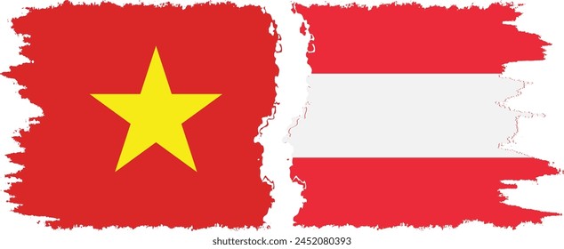 Austria and Vietnam grunge flags connection, vector