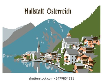 Austria, view of the church in Hallstatt