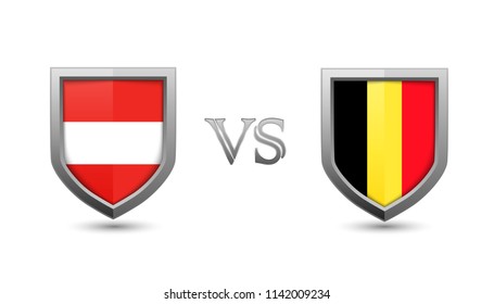 Austria vs germany flag shield badges for international championship football competition