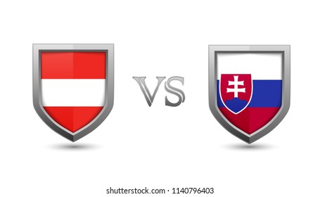 Austria vs slovakia flag shield badges for international championship football competition