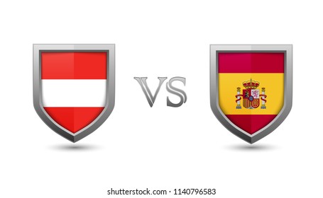 Austria vs spain  flag shield badges for international championship football competition
