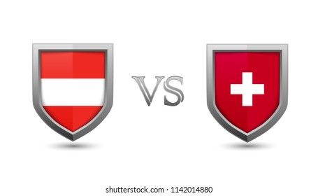Austria vs switzerland flag shield badges for international championship football competition
