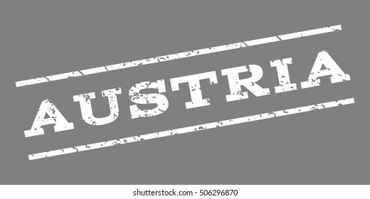 Austria watermark stamp. Text Caption between parallel lines with grunge design style. Rubber seal stamp with dirty texture. Vector white color ink imprint on a gray background.