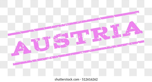 Austria watermark stamp. Text caption between parallel lines with grunge design style. Rubber seal stamp with scratched texture. Vector violet color ink imprint on a chess transparent background.