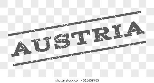 Austria watermark stamp. Text caption between parallel lines with grunge design style. Rubber seal stamp with dust texture. Vector grey color ink imprint on a chess transparent background.