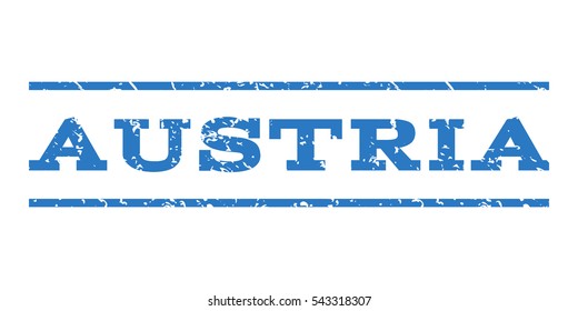 Austria watermark stamp. Text caption between horizontal parallel lines with grunge design style. Rubber seal stamp with unclean texture. Vector smooth blue color ink imprint on a white background.