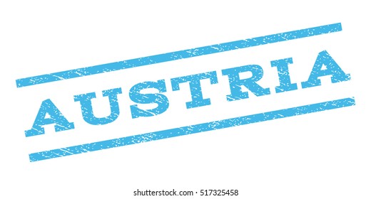 Austria watermark stamp. Text tag between parallel lines with grunge design style. Rubber seal stamp with scratched texture. Vector light blue color ink imprint on a white background.