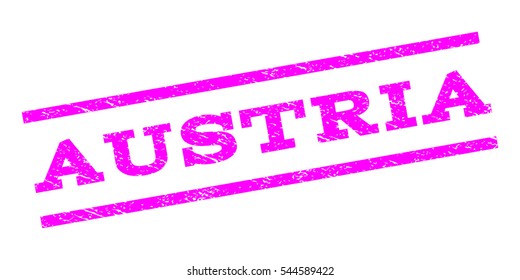 Austria watermark stamp. Text tag between parallel lines with grunge design style. Rubber seal stamp with dust texture. Vector magenta color ink imprint on a white background.