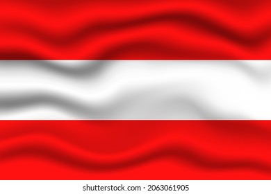 Austria wave on flag realistic effect. Fabric textile waving on wind effect vector illustration