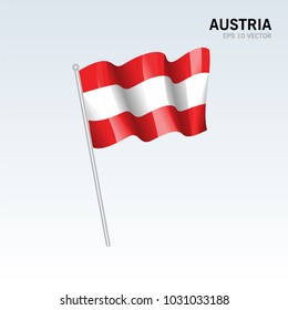 Austria waving flag isolated on gray background