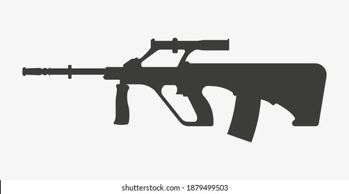 Austrian army assault rifle vector icon isolated on white background.
