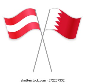 Austrian and Bahraini crossed flags. Austria combined with Bahrain isolated on white. Language learning, international business or travel concept.