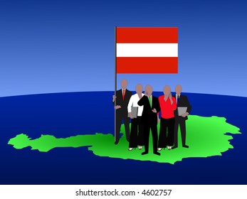 Austrian business team with map and flag illustration