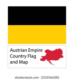 austrian empire Country Flag and Map hand draw illustration on white background